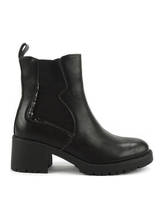 Fshoes Дамски Кубинки с Пета Черни