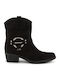 Wildleder Stiefeletten Damen Schwarz