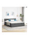 King Size Upholstered Bed with Fabric Dark Grey with Slats & Mattress 180x200cm