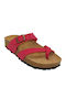 Leder Flache Sandalen für Damen Anatomisch in Fuchsie Farbe