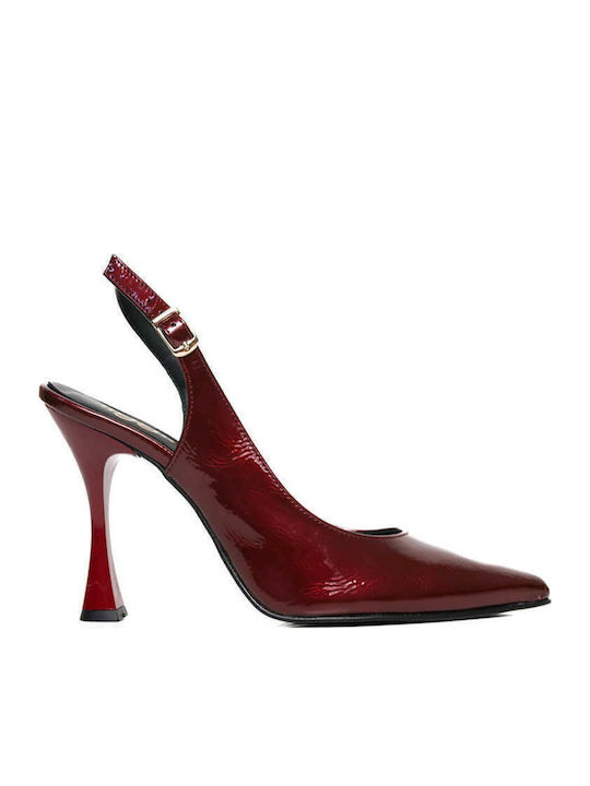 Μπορντό Γόβες Ελληνικής Κατασκευής Slingback Λο...