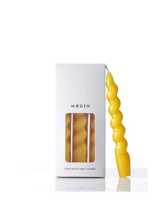 Maegen Decorative Candle Taper Yellow 3pcs
