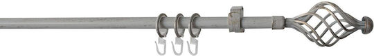 Homefit Extendable Metallic Curtain Pole Prado Single Diameter 16mm Length 120-210cm White/Gold