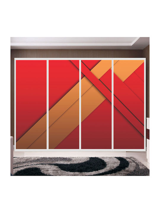 Red Orange Wardrobe Sticker 250cm
