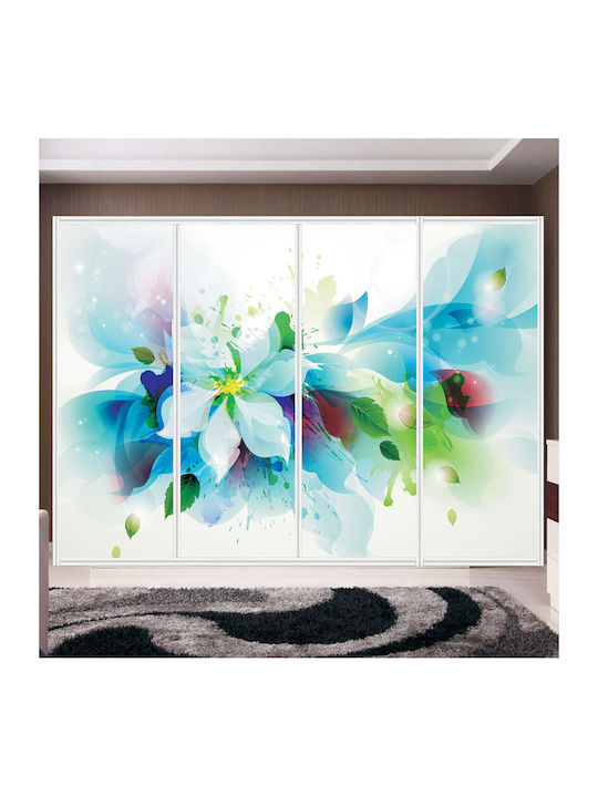 White Flower Wardrobe Sticker 290cm
