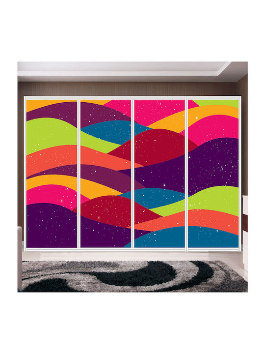 Kleiderschrankaufkleber Bunte Wellen 330cm