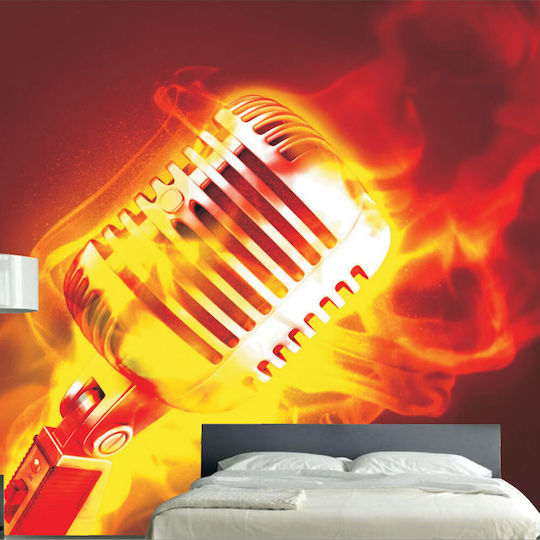 Flaming Microphone Self-Adhesive Wallpaper 500cm