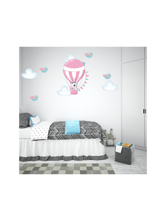 Zebra Hot Air Balloon Wall Sticker + Set of Clouds and Birds 80cm X 48cm