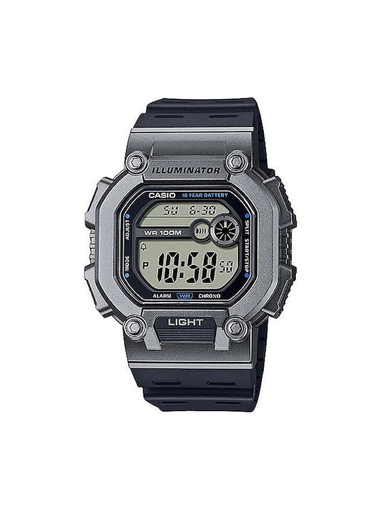 Casio Ψηφιακό Γυναικείο Ρολόι Μπαταρίας με Μαύρο Καουτσούκ Λουράκι
