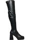 Schwarze Overknee-Stiefel mit Blockabsatz