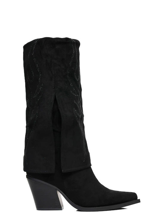 Black Western Boots with Decorative Rhinestones