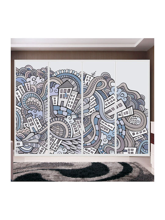 Αυτοκόλλητο Ντουλάπας Abstract City 270cm
