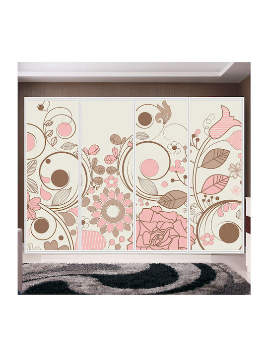 Retro Flowers Wardrobe Sticker 280cm