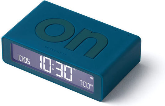 Lexon Flip Mini Tabletop Digital Clock LCD Plastic with Alarm Clock Blue