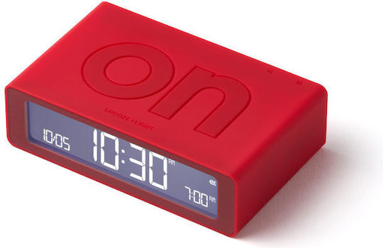 Lexon Flip Mini Ceas De Masă Digital LCD Din Plastic Cu Ceas Deșteptător Roșu