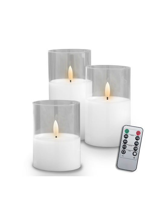 Candle Light Декоративна Лампа Свещ Бял 3бр