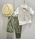 Carousel Baptism Suit with Vest for Boys Green 6 Pieces