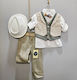 Carousel Baptism Suit with Vest for Boys Green 6 Pieces