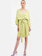 Sommer Mini Abend Kleid Satin Wickel Grün