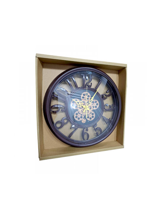 Antikes Wanduhr Kunststoff Braun Ø40cm