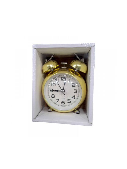 Tabletop Clock with Indicators Plastic with Alarm Clock Gold 820162_go