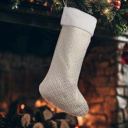 Christmas Decorative Sock Gold With Ecru-Gold