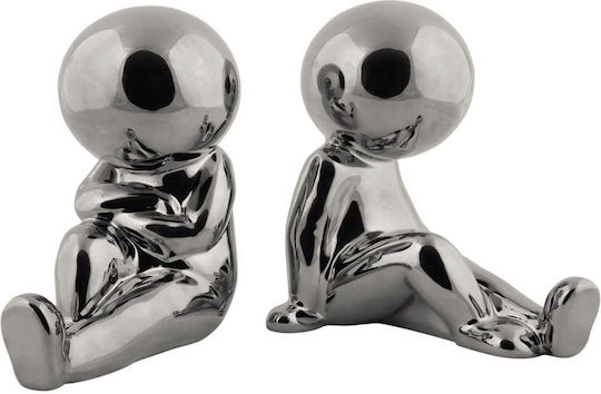 Βιβλιοστάτης Joey Σετ 2τμχ Pt4076ch 10,9x17,2cm Chrome Present Time Κεραμικό
