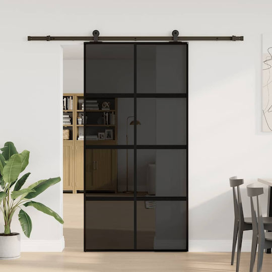 Vidaxl Sliding Door Hardware Set Glass Aluminum Black