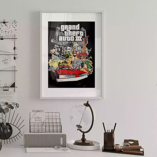 Gaming Poster Grand Theft Auto 3 Gm198 21cm X 30cm White Wooden Frame