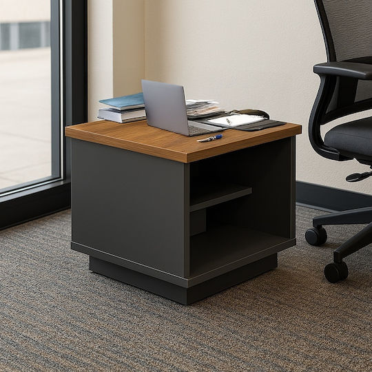 Rectangular Side Table Oscar Made of Solid Walnut Wood Anthracite Brown W60xL60xH42cm