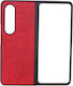 360 Full Cover Plastic / Piele artificială Set cu Geam Roșu (Galaxy Z Fold 3)