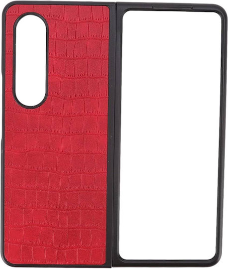 360 Full Cover Plastic / Piele artificială Set cu Geam Roșu (Galaxy Z Fold 3)