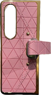 360 Vollschutz Kunststoff / Synthetisches Leder Set mit Glas Rosa (Galaxy Z Fold 3)