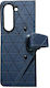 360 Full Cover Plastic / Synthetic Leather Set with Glass Navy Blue (Galaxy Z Fold 3)