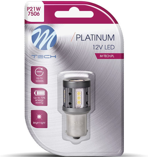 M-Tech Lamps Car P21W / BA15S Canbus LED White 12-24V 4W 1pcs