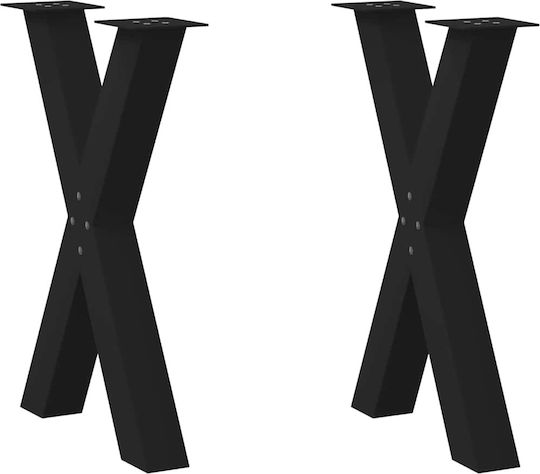 vidaXL Metallic Furniture Leg 2 Pieces Suitable for Table / Coffee Table / Office 60x72cm Black