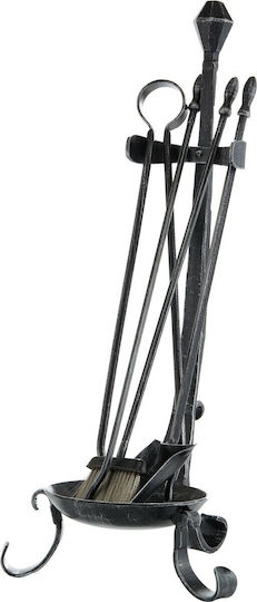 Zogometal Fireplace Tool Set with Stand Holder Black Patina Gold