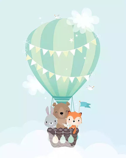 Kids Framed Wall Painting Hot air balloon 21x30cm