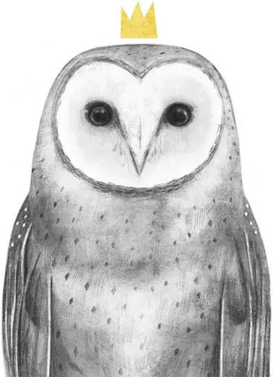 Παιδικό Κάδρο Queen Owl με Λευκή Κορνίζα από Πλαστικό 21x30εκ.