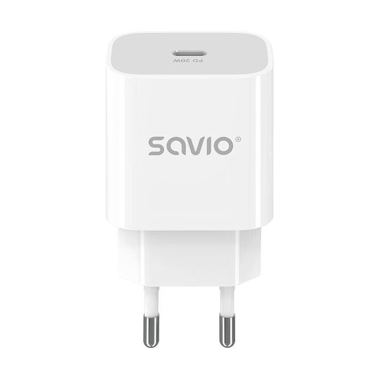 Savio Зарядно без кабел с USB-C порт 20W Power Delivery Бял (LA-09)