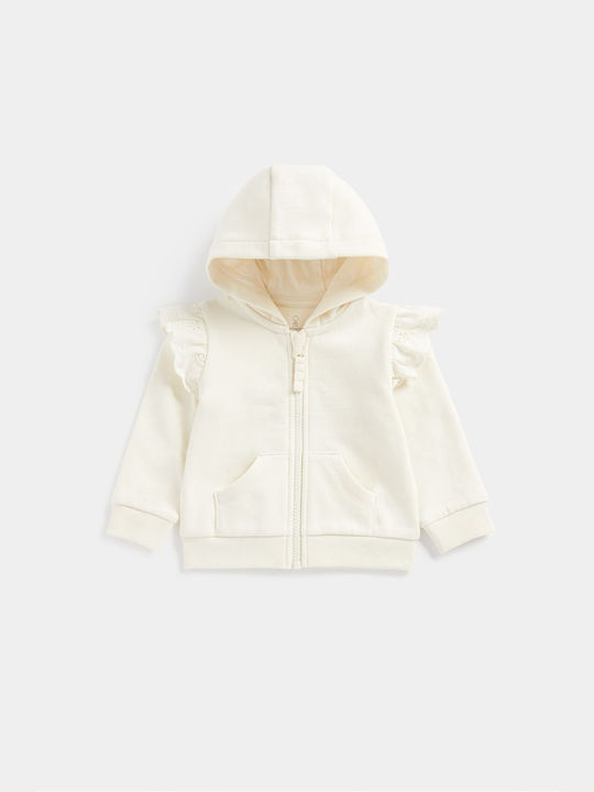 Kids Sweatshirt Cardigan with Hood Ecru