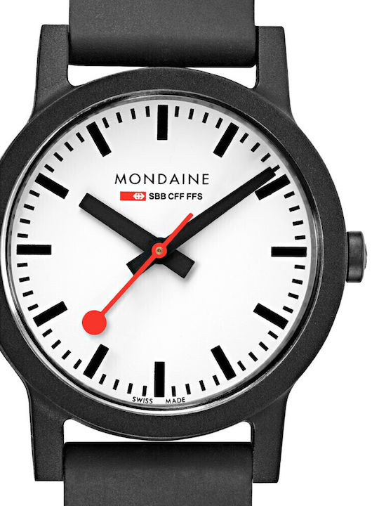 Mondaine Γυναικείο Ρολόι 32mm Μπαταρίας με Μαύρο Δερμάτινο Λουράκι