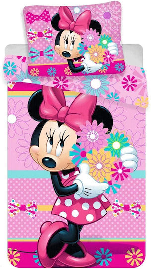 Disney Minnie Комплект Детски Плик за Завивка Единичен с Калъфка Памучен Розов 140x200бр
