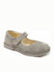 Kids Anatomic Leather Ballerinas with Hoop & Loop Closure Gray