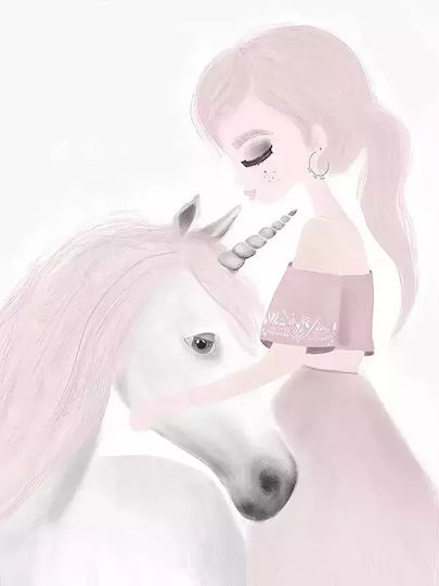 Παιδικό Κάδρο Unicorn με Λευκή Κορνίζα από Ξύλο 30x40εκ.