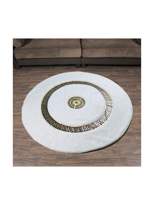 Saray Home Luxurius Килим Кръгла Furry White-Gold