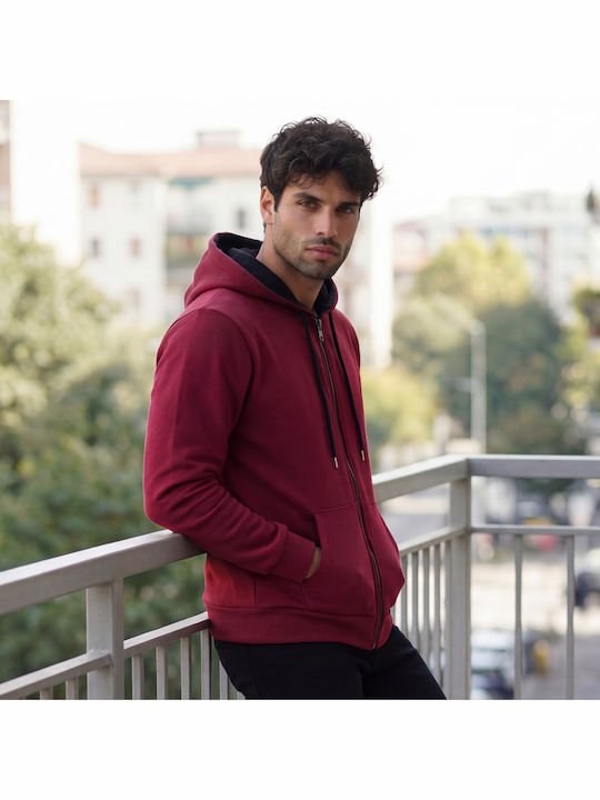 Panda Clothing Ζακέτα με Κουκούλα Μπορντό