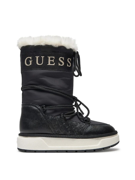 Damen-Schneestiefel mit Fell Schwarz