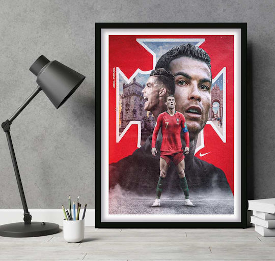 Cristiano Ronaldo Poster Sc046 30cm x 40cm Weißer Holzrahmen