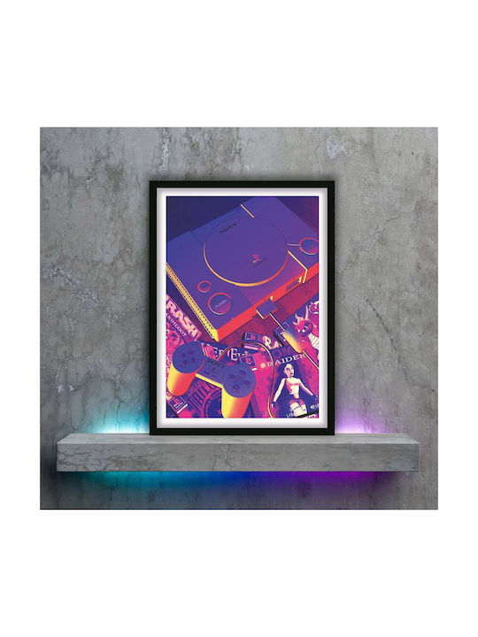 Gaming Poster Playstation X Gm016 21cm X 30cm Φυσικό Ξύλινο Κάδρο
